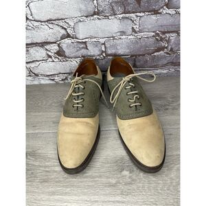 Vibram Gumlite Beige Green Leather Oxfords Brogue Shoes Men Sz 8.5M US/42EU